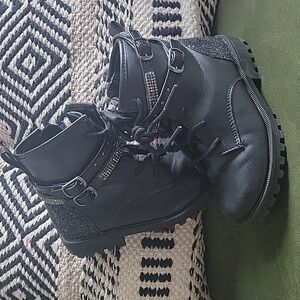 Mix No.6 Black Kids Boots with Glitter Accents